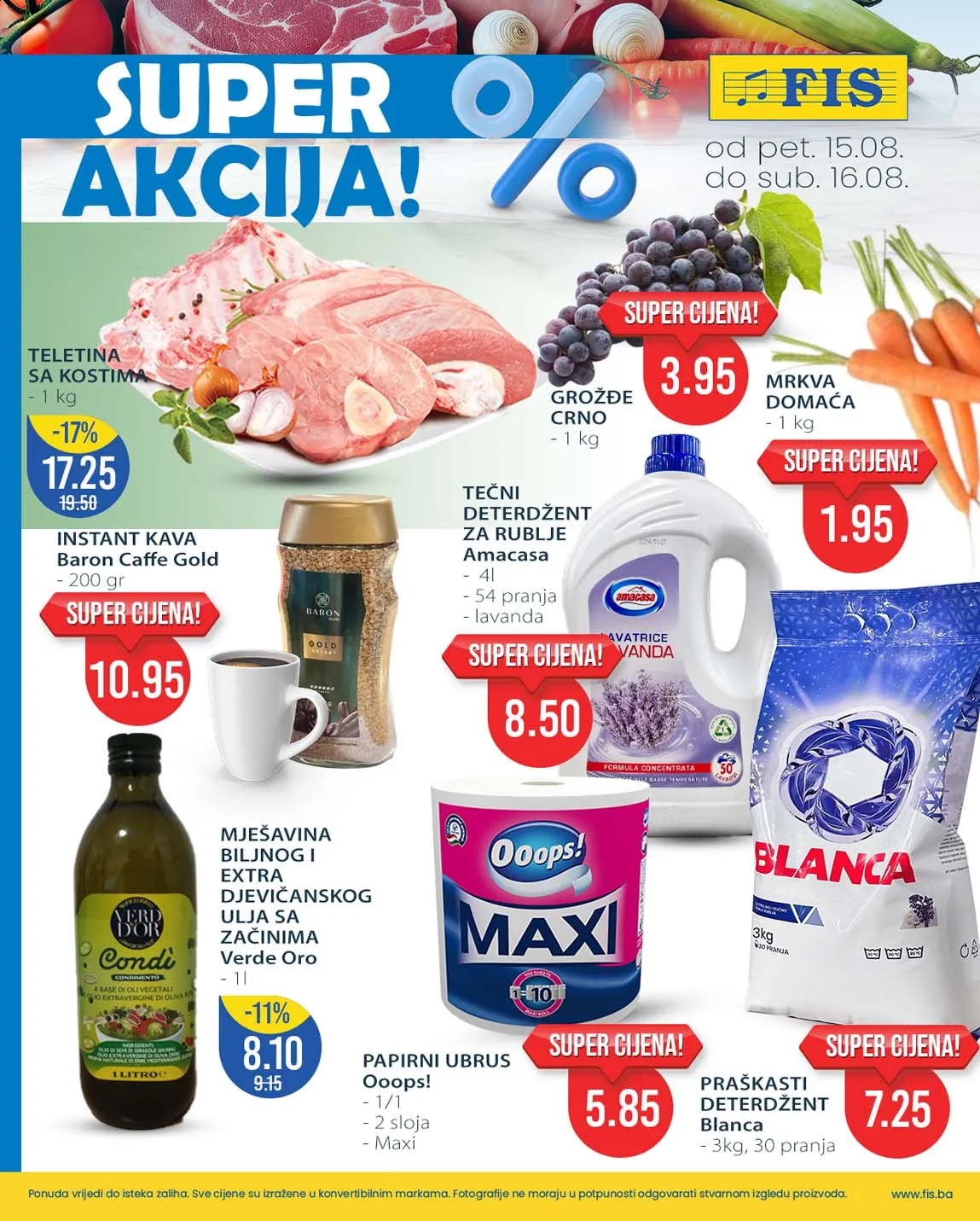 FIS vikend akcija prehrane – sniženja do 16.08.2025.